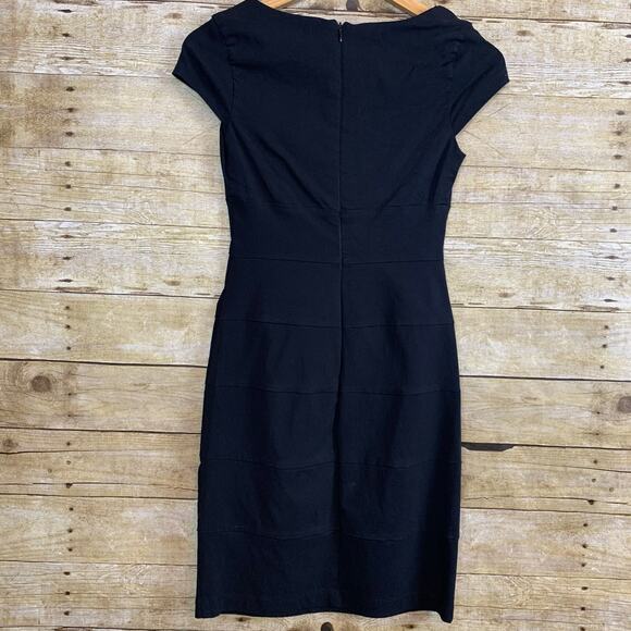 Bisou Bisou Cap Sleeve little solid black dress Coquette Preppy Goth Sz 4 Small - Picture 4 of 5